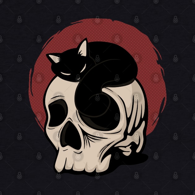 Cat on Skull by TheRoverhate